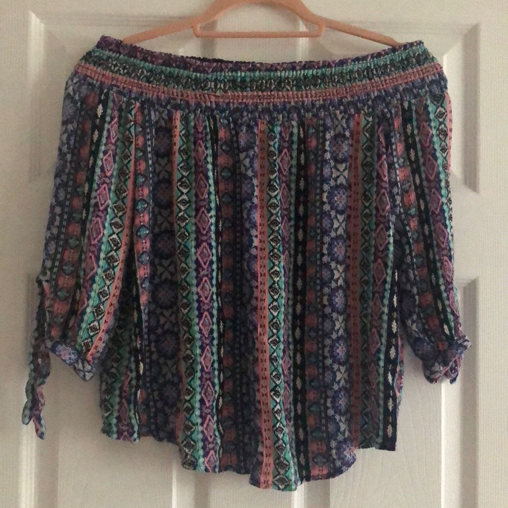 NOBO patterned off the shoulder top